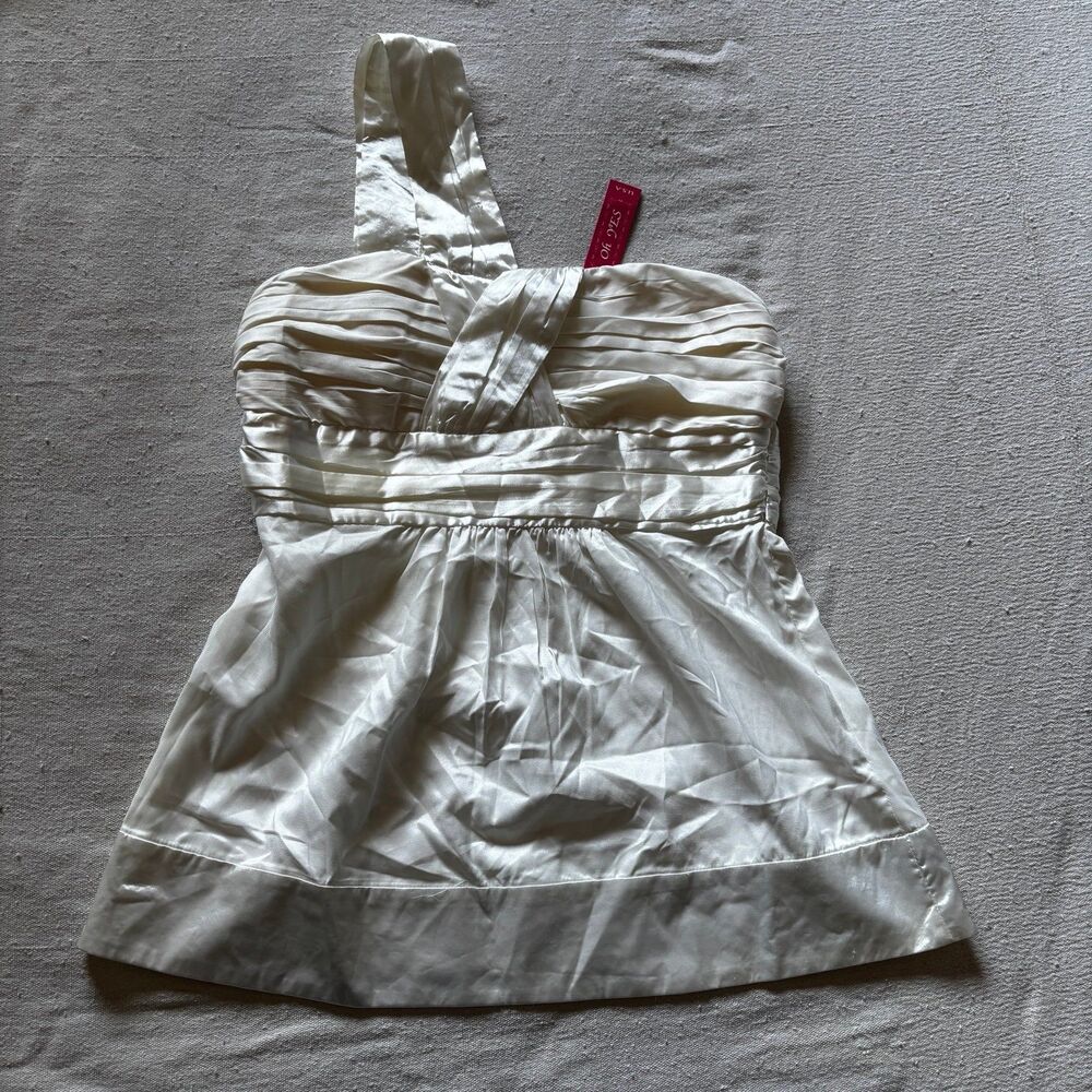 Y2K Style Artsy One Shoulder Satin Blouse